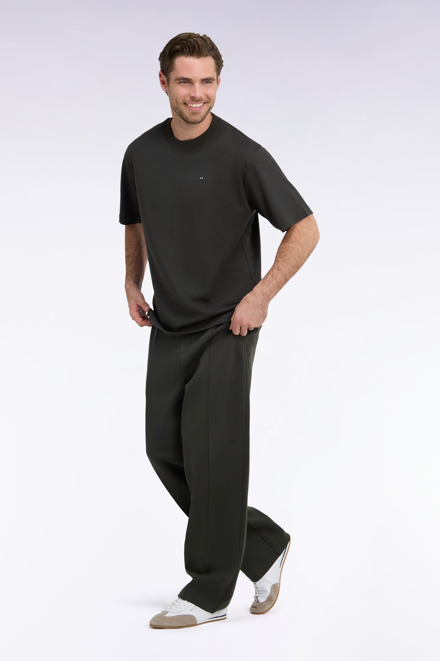 Jogging unisexe kaki coupe loose