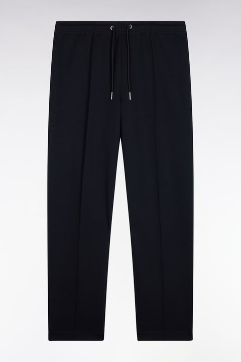 Jogging en interlock de coton stretch marine coupe droite - Image 2