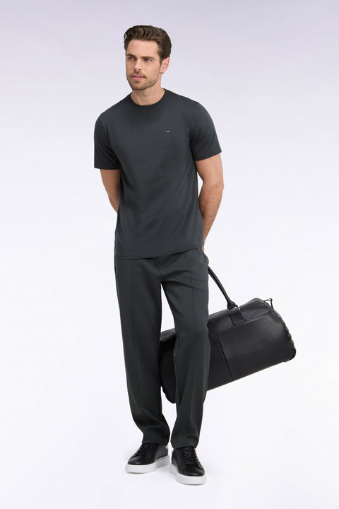 Jogging en interlock de coton stretch kaki coupe droite - Image 1