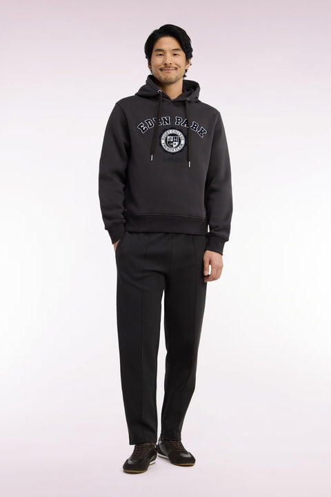 Jogging en interlock de coton stretch marron coupe droite - Image 3
