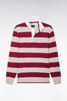 Long-sleeved jersey in red striped cotton jersey