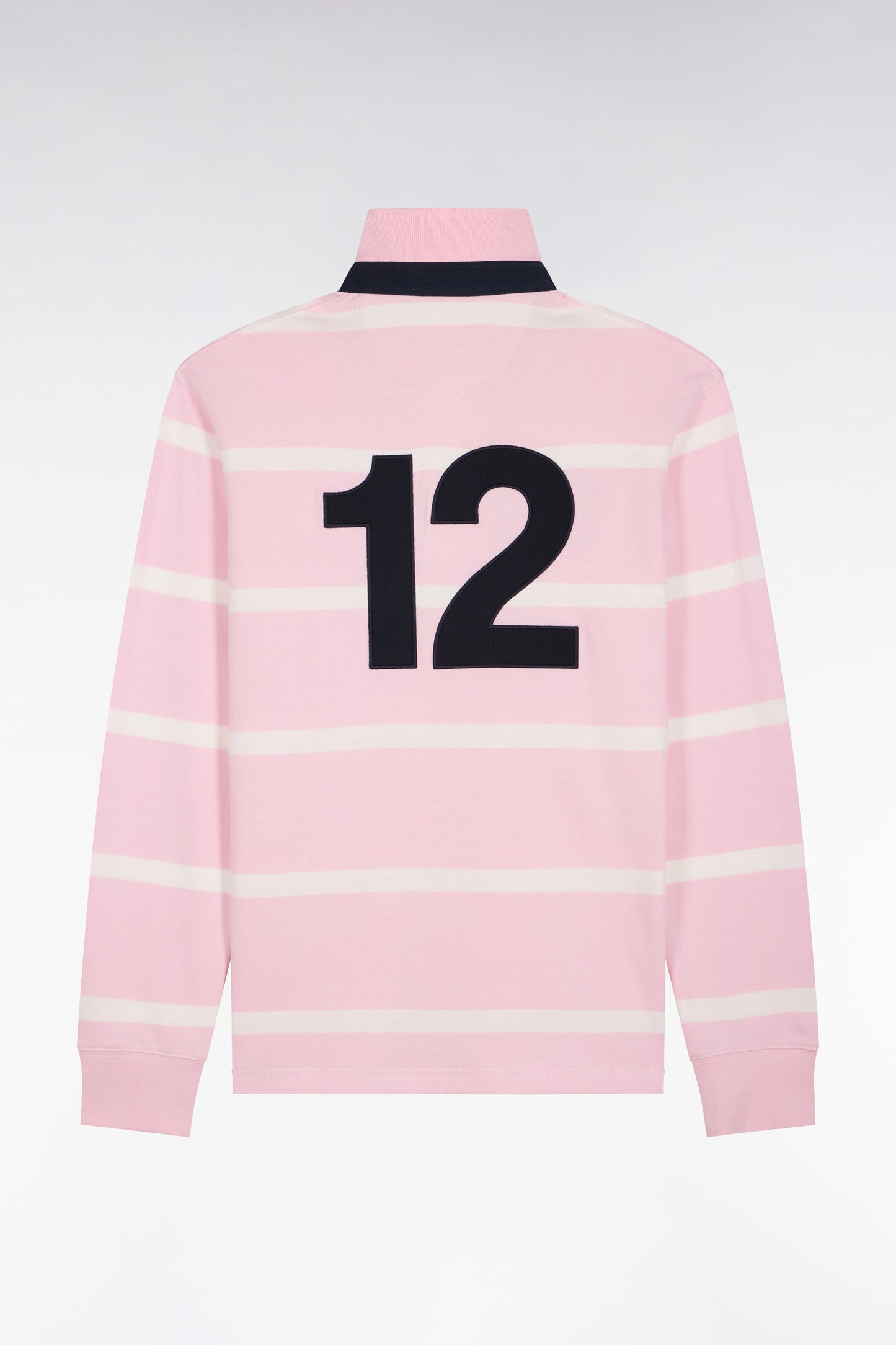 Maillot manches longues en jersey de coton rose rayé broderie dos