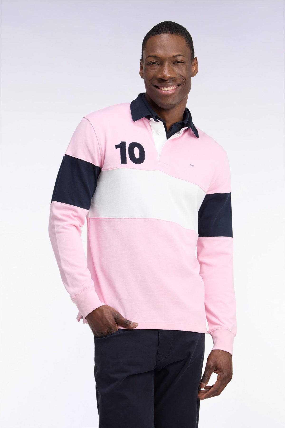 Maillot manches longues en jersey coton tricolore rose broderie 10