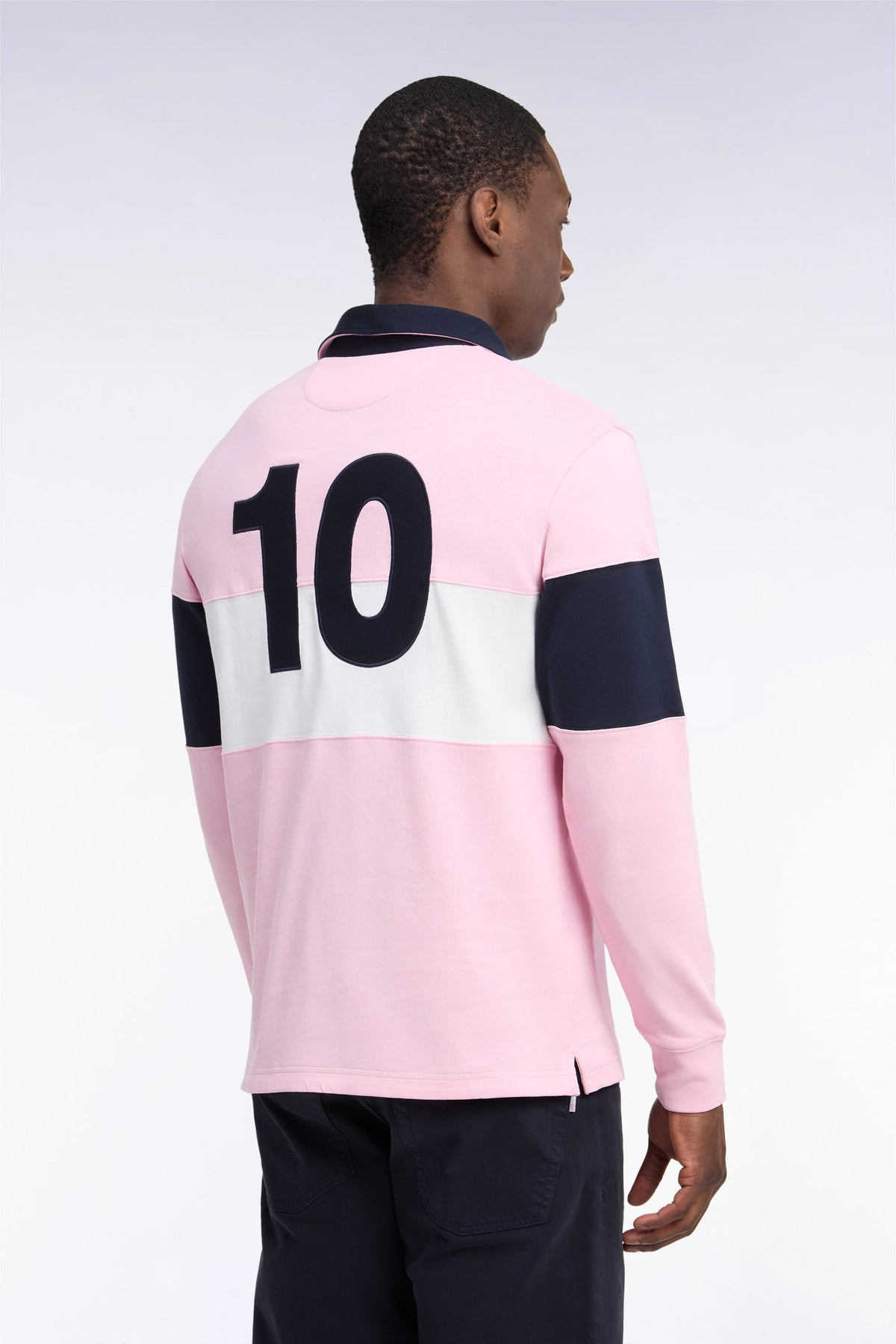 Maillot manches longues en jersey coton tricolore rose broderie 10
