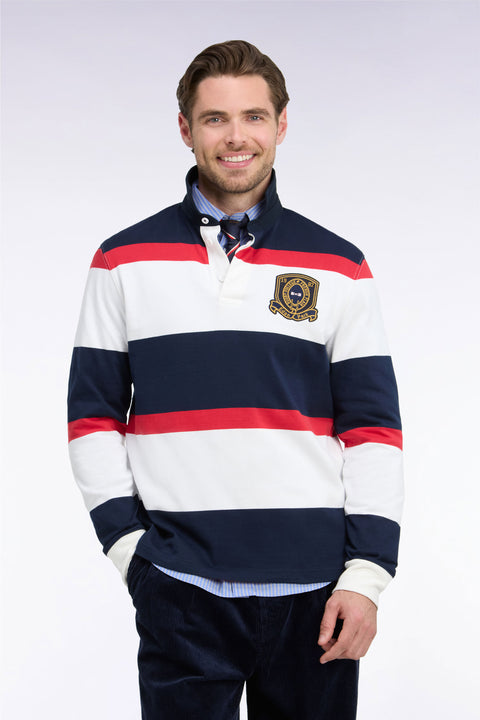 Maillot manches longues rayé marine avec broderie écusson - Image 3
