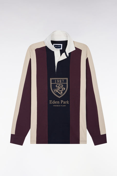 Maillot manches longues en coton rayé bordeaux coupe droite - Image 2