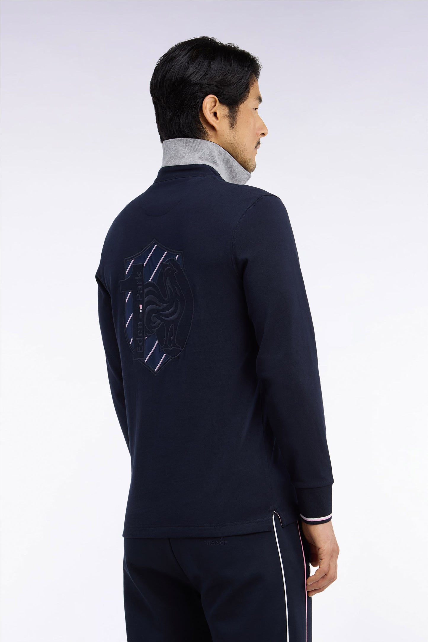 Maillot manches longues en jersey de coton peigné marine brodé XV de France