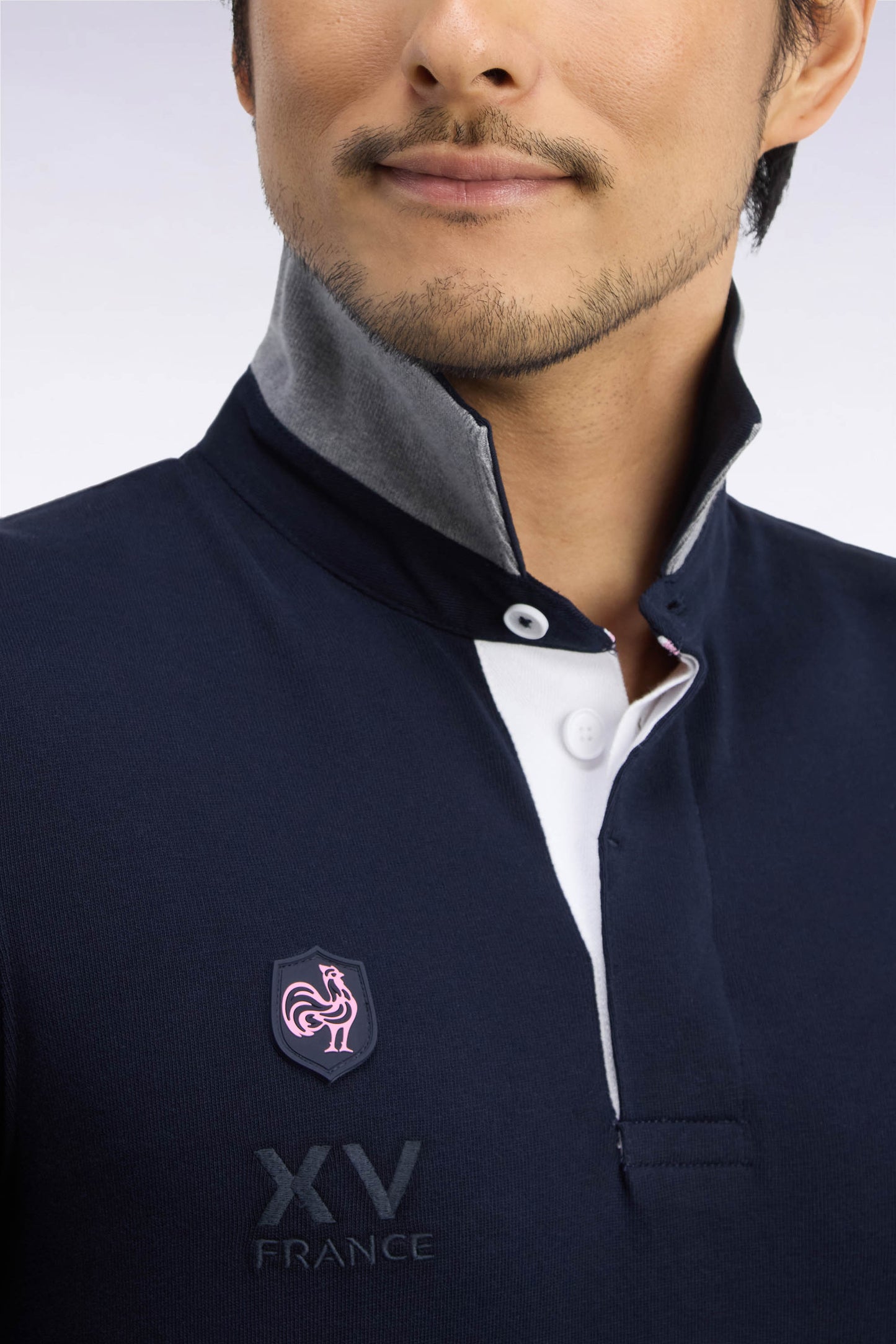 Maillot manches longues en jersey de coton peigné marine brodé XV de France