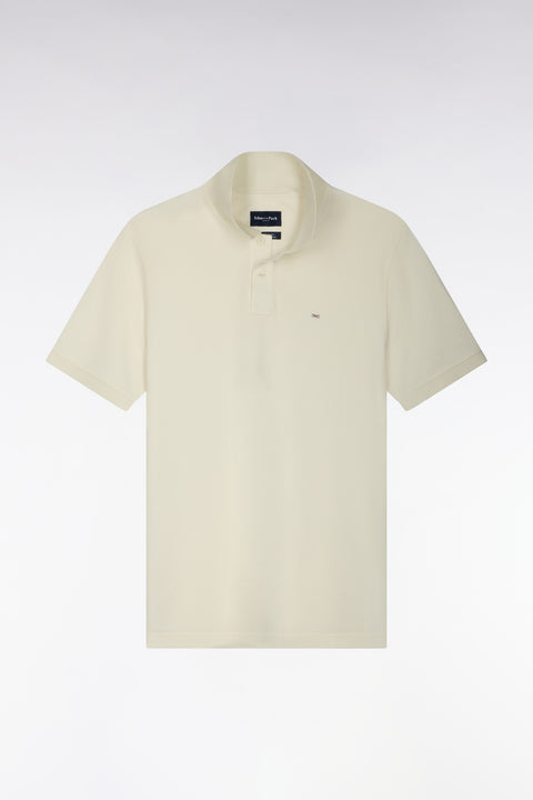 Polo manches courtes en coton Pima écru coupe droite - Image 1