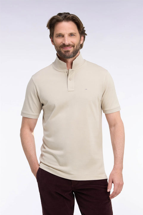 Polo manches courtes en coton Pima beige coupe droite - Image 3