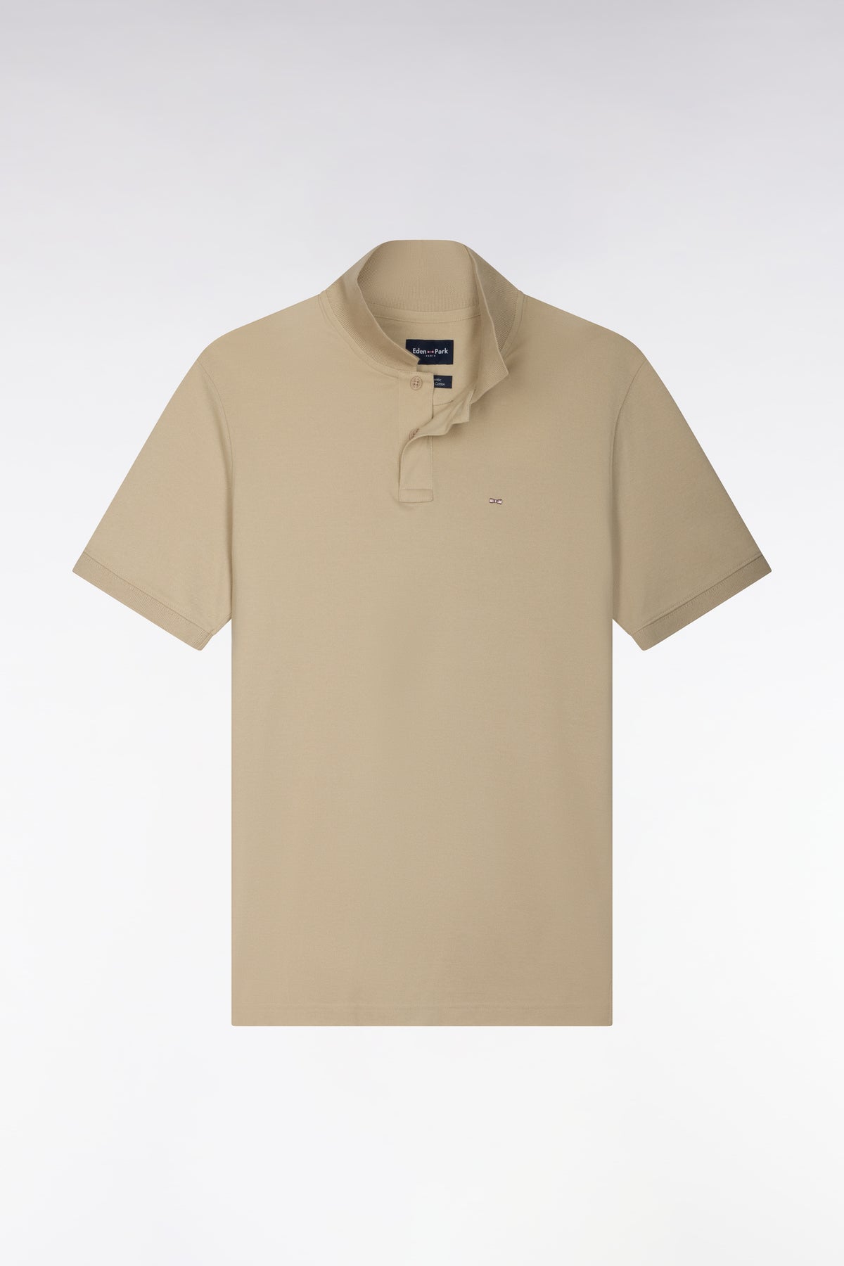 Polo manches courtes en coton Pima beige coupe droite