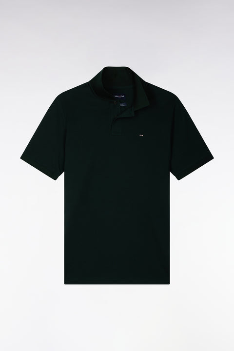 Polo manches courtes en coton Pima vert foncé coupe droite - Image 2