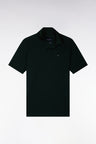 Short-sleeved polo shirt in dark green Pima cotton, straight cut