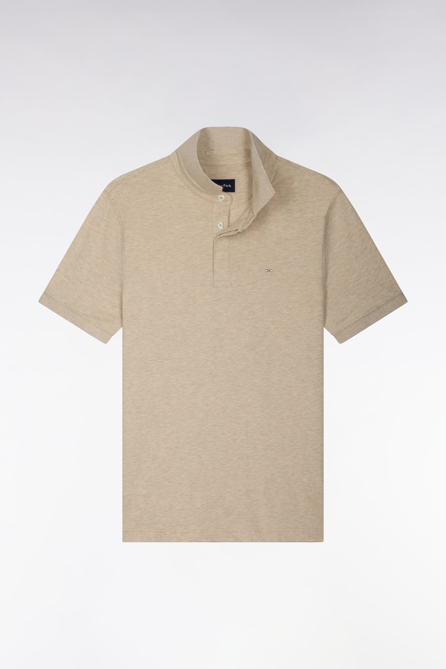 Polo manches courtes en coton stretch beige coupe ajustée