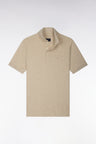 Polo manches courtes en coton stretch beige coupe ajustée