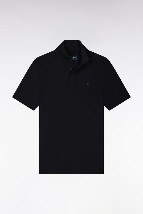 Polo manches courtes en coton stretch noir coupe ajustée - Image 2