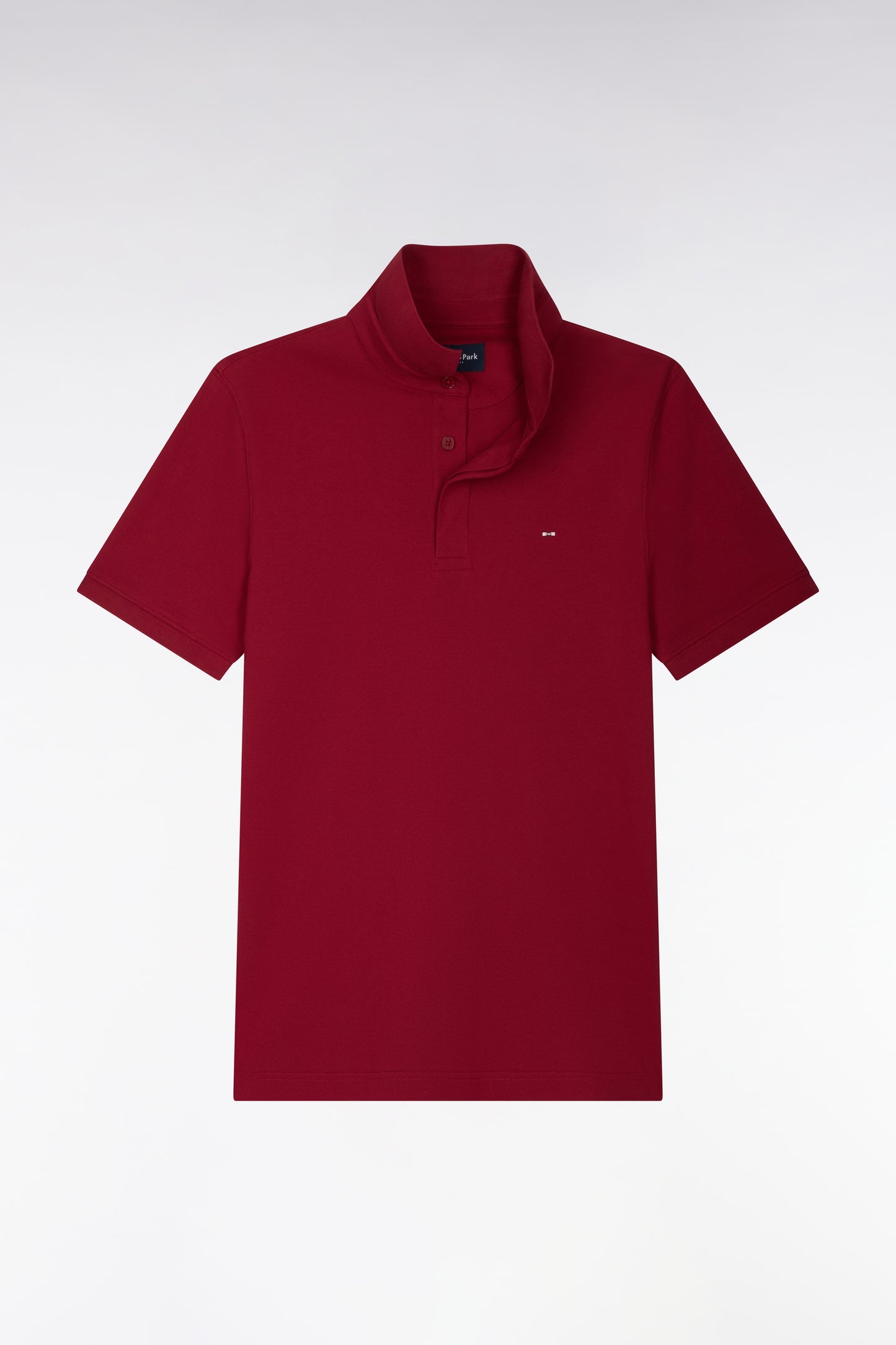 Polo manches courtes en coton stretch rouge coupe ajustée