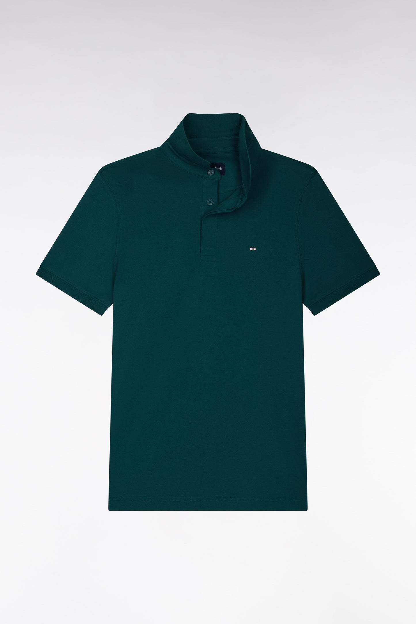 Polo manches courtes en coton stretch vert coupe ajustée