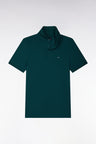 Polo manches courtes en coton stretch vert coupe ajustée