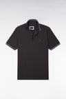 Polo manches courtes en piqué coton marron coupe droite