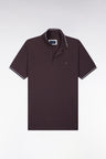 Polo manches courtes en piqué coton marron coupe droite