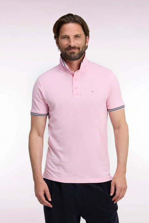 Polo manches courtes en piqué coton rose coupe droite - Image 3