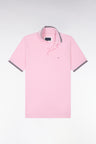 Polo manches courtes en piqué coton rose coupe droite