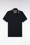 Polo manches courtes en piqué coton noir coupe droite