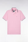 Polo manches courtes en piqué coton rose coupe droite