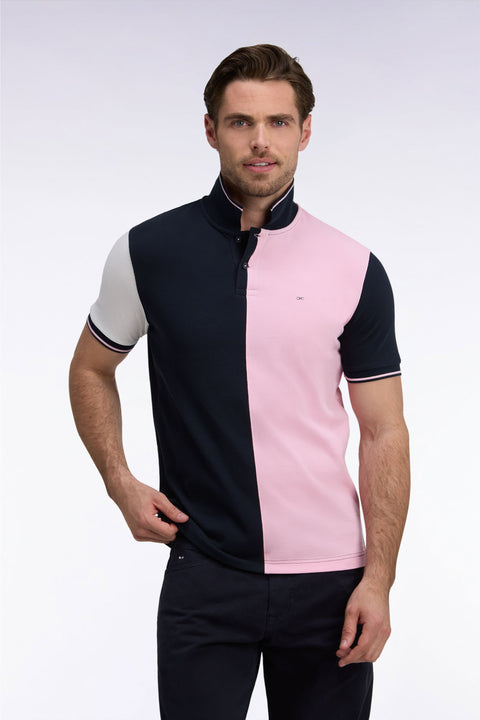 Polo manches courtes à découpe marine et roses coupe droite - Image 3