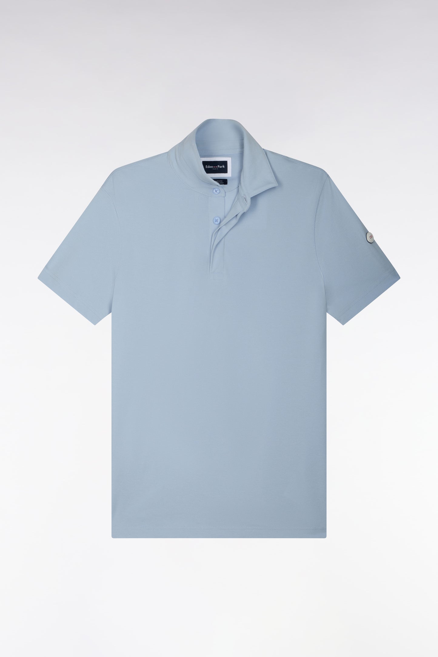 Polo golf manches courtes bleu ciel coupe droite