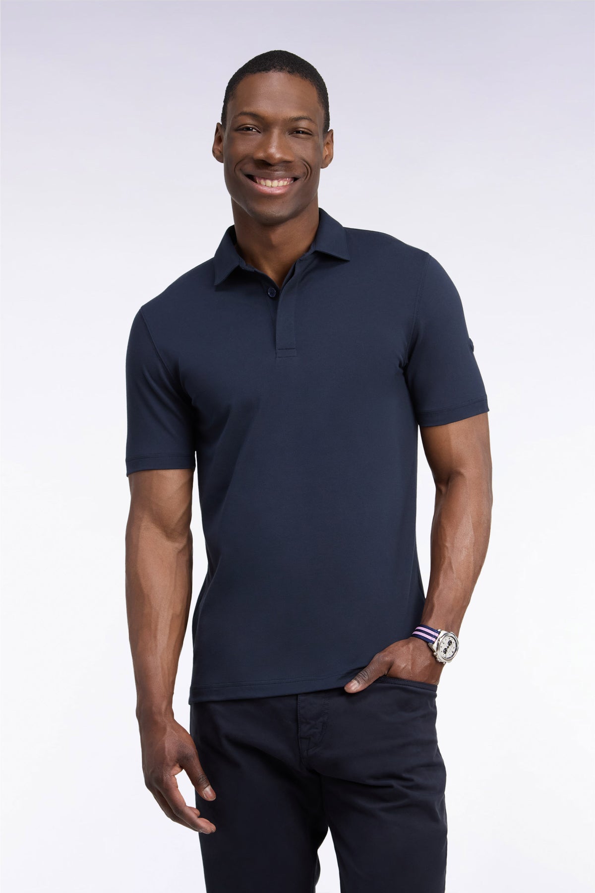 Polo golf manches courtes marine coupe droite