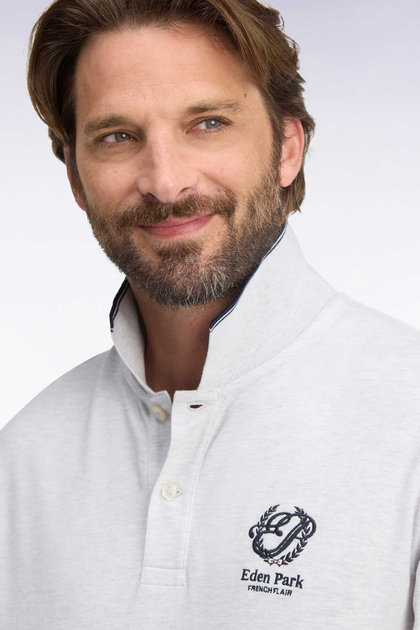 Polo manches courtes en coton mercerisé gris