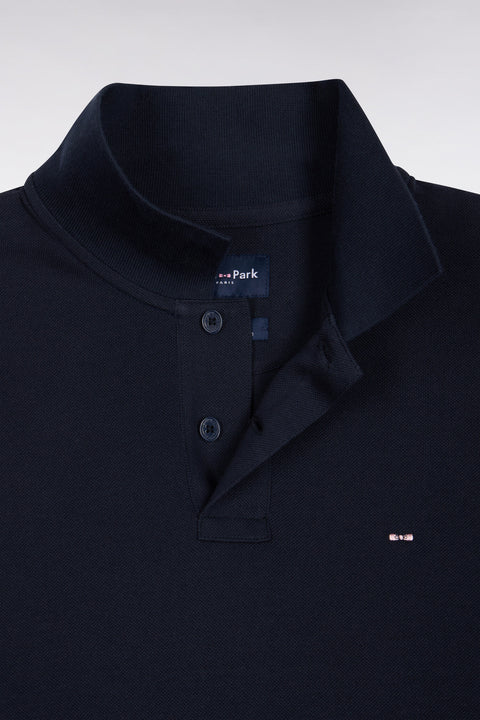 Polo manches longues en coton Pima bleu marinecoupe droite - Image 2