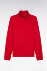 Long-sleeved straight-cut red Pima cotton polo shirt