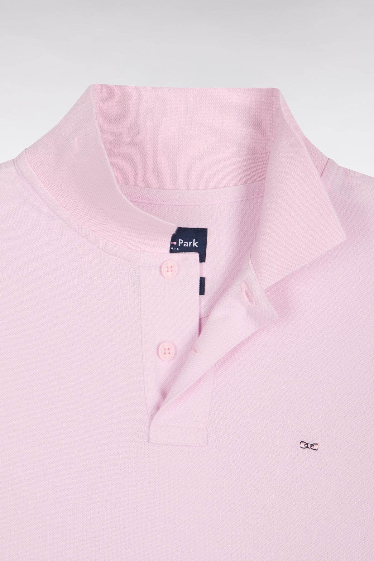 Polo manches longues en coton Pima rose coupe droite