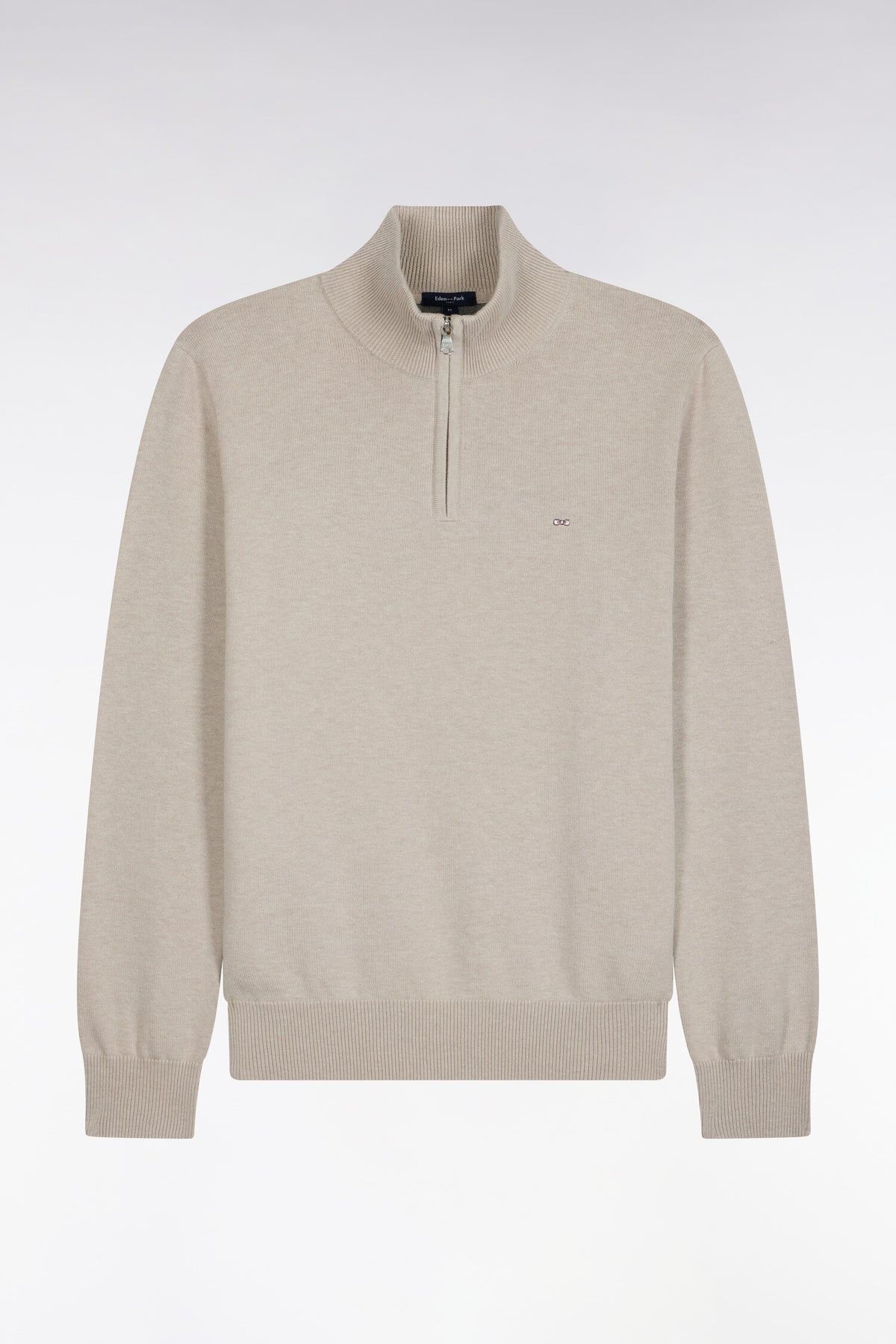 Pull col camionneur en laine et coton gris coupe droite