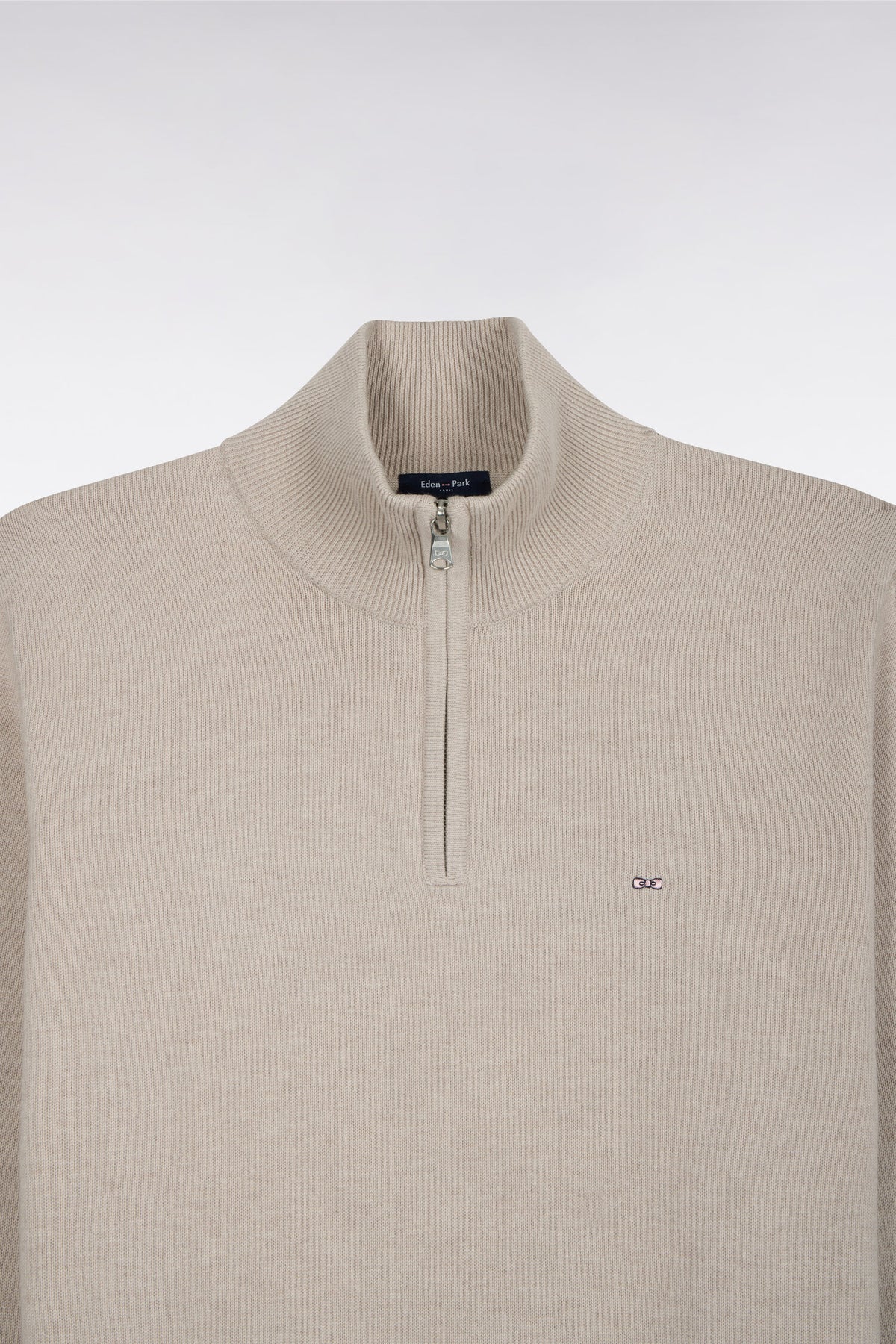 Pull col camionneur en laine et coton gris coupe droite