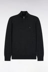 Pull col camionneur en laine et coton gris foncé coupe droite