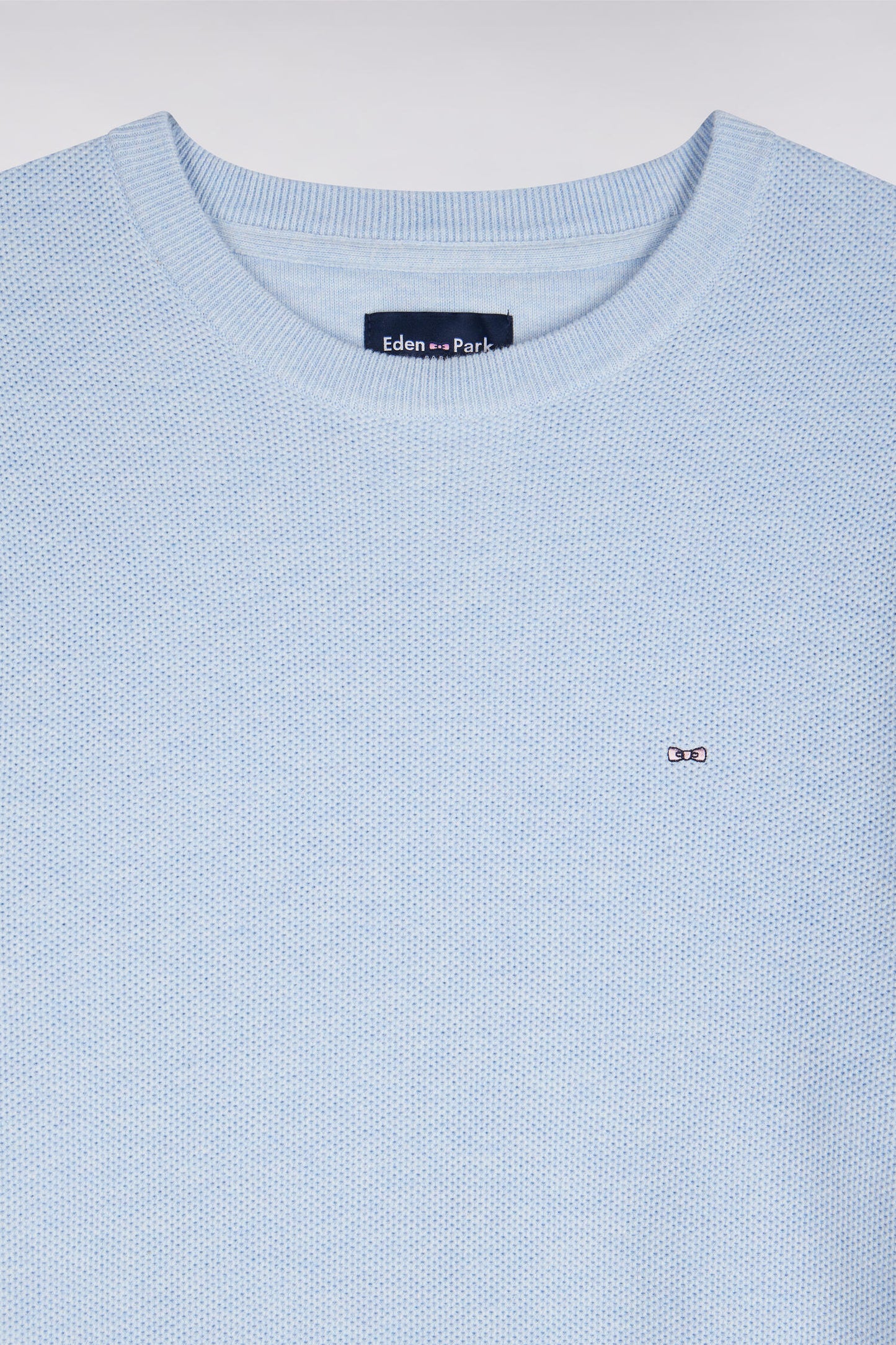 Pull col rond en coton bleu ciel coupe droite