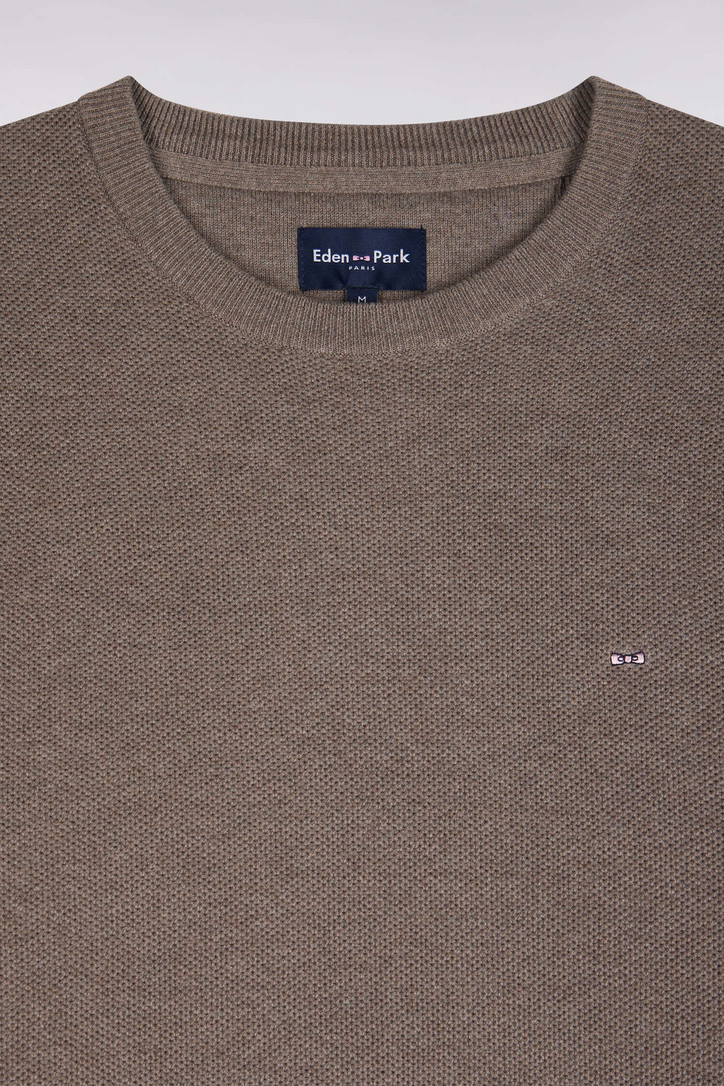 Pull col rond en coton gris coupe droite