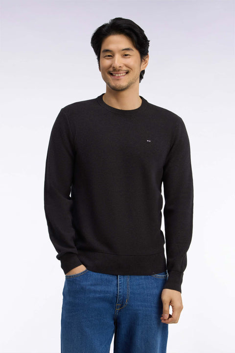 Pull col rond en coton marron coupe droite - Image 3