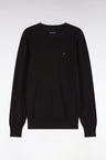 Pull col rond en coton marron coupe droite