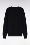 Pull col rond en coton noir coupe droite