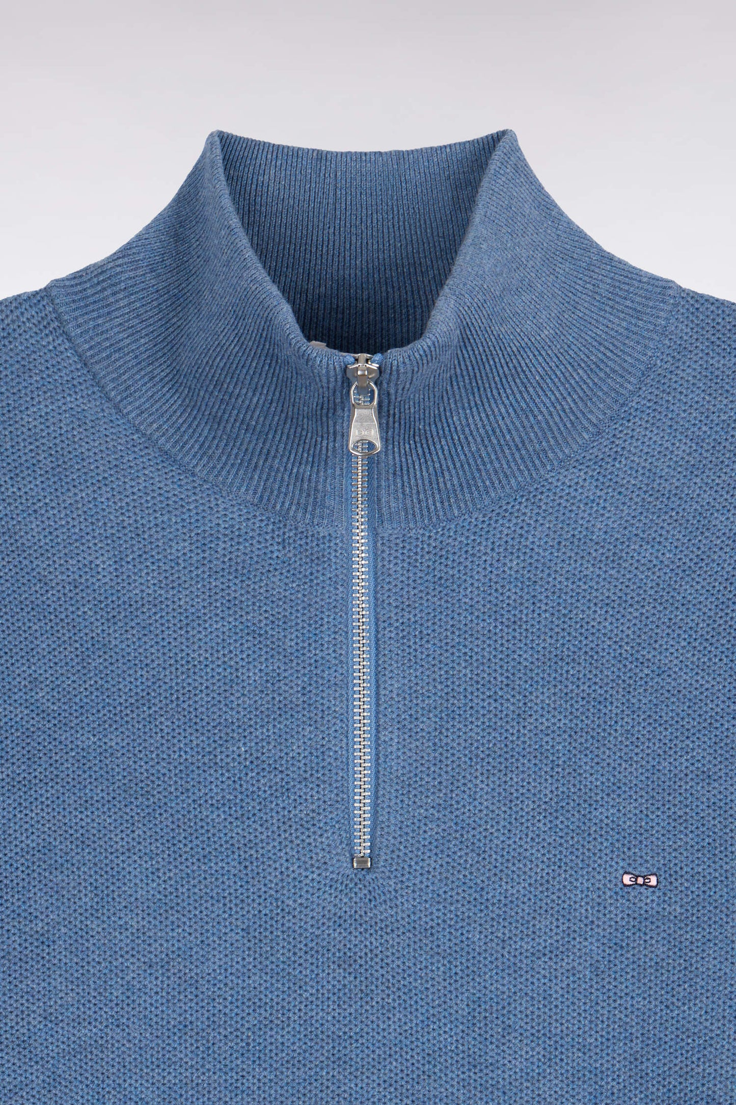 Pull col camionneur en coton bleu coupe droite