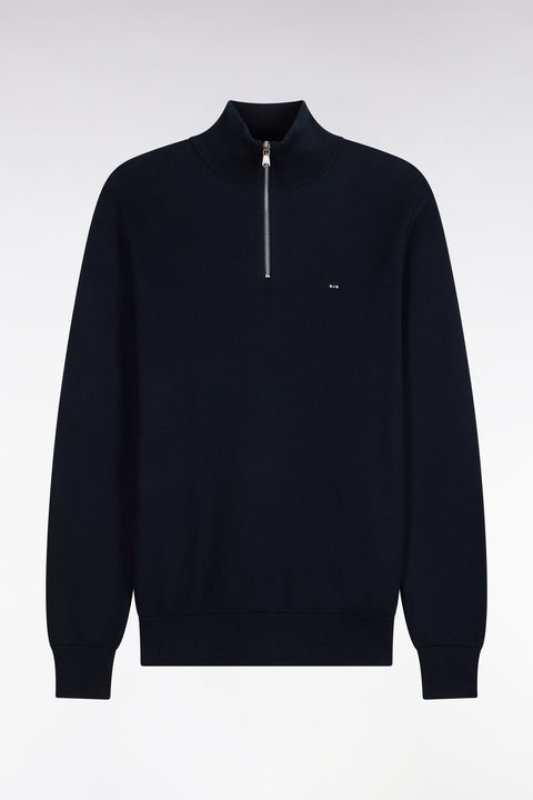 Pull col camionneur en coton marine coupe droite - Image 2