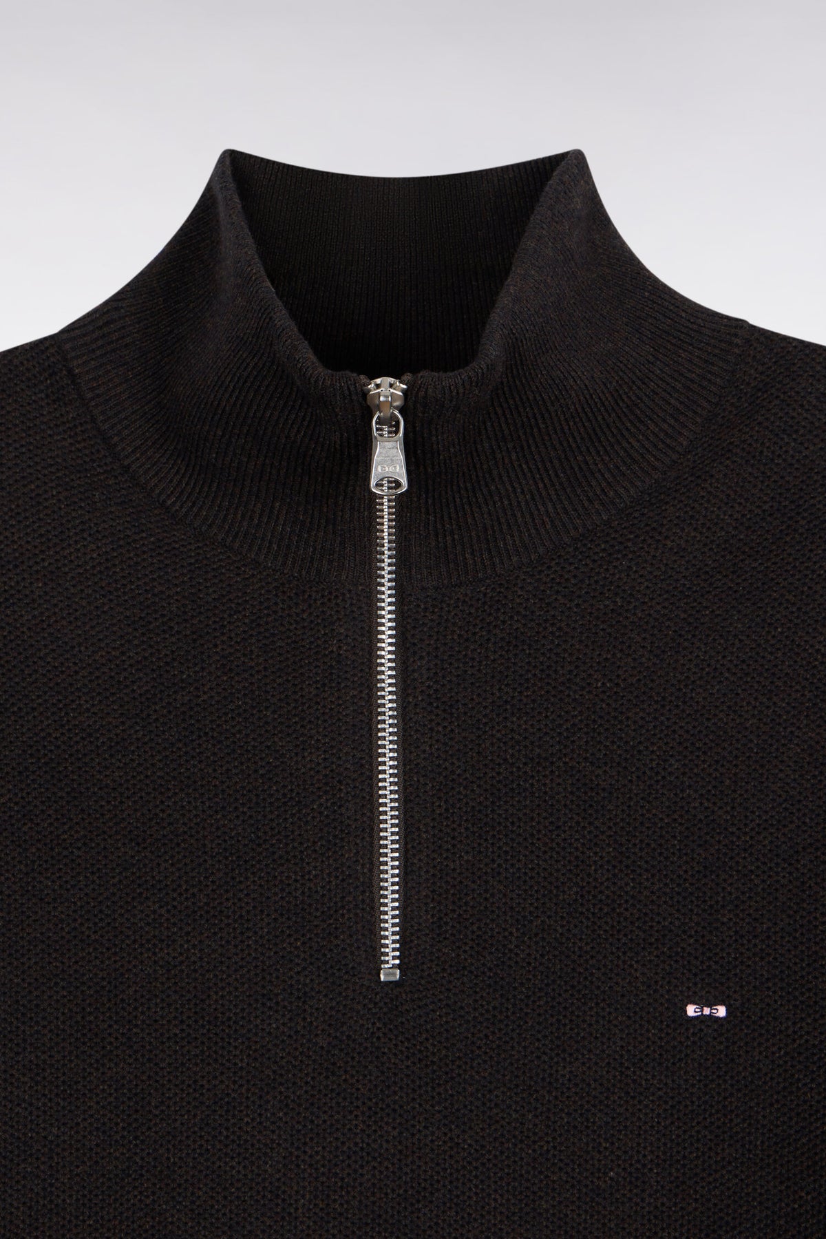 Pull col camionneur en coton marron coupe droite