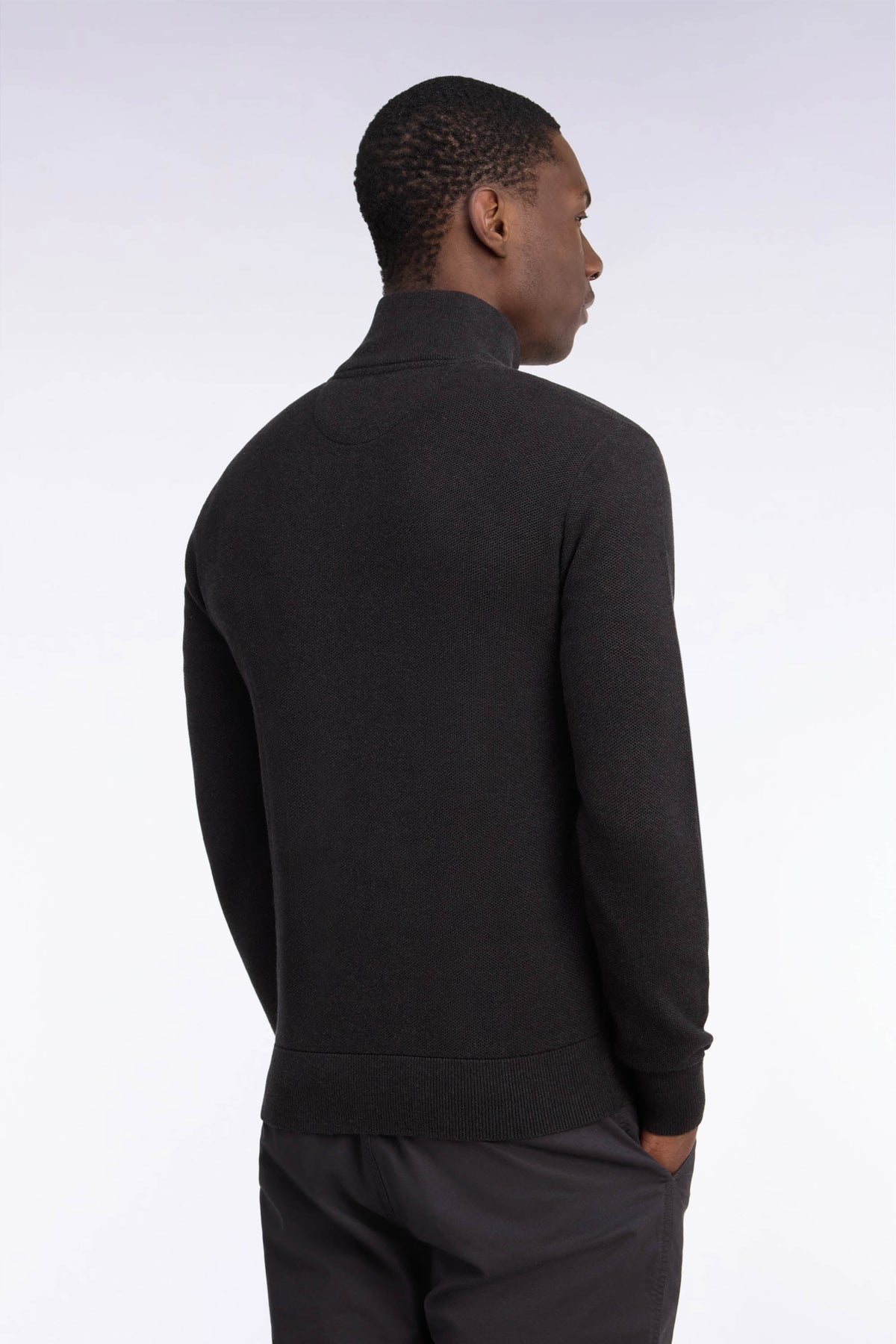 Pull col camionneur en coton marron coupe droite