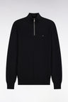 Pull col camionneur en coton noir coupe droite