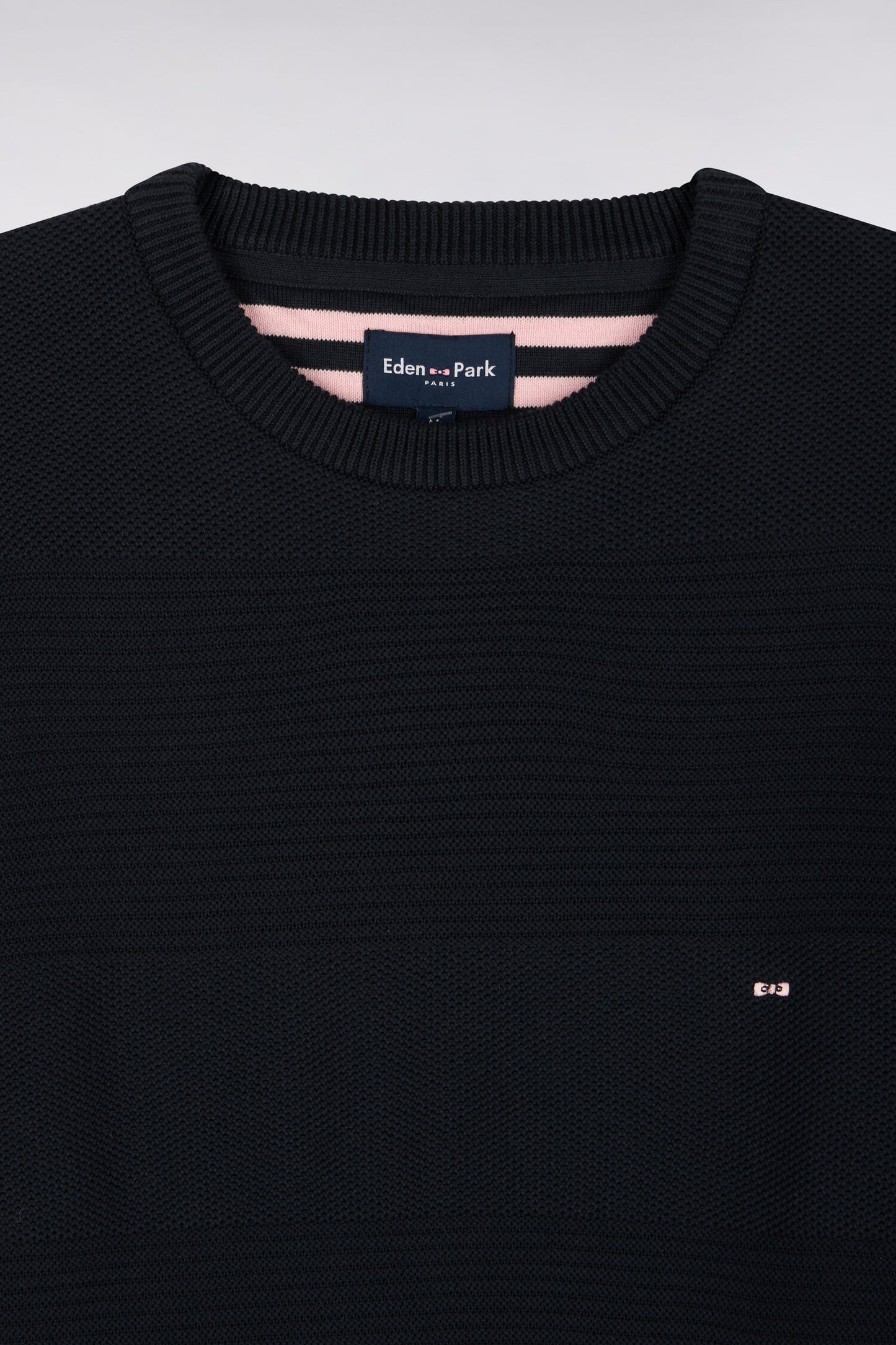 Pull à col rond en maille marine à effet de rayures coupe regular